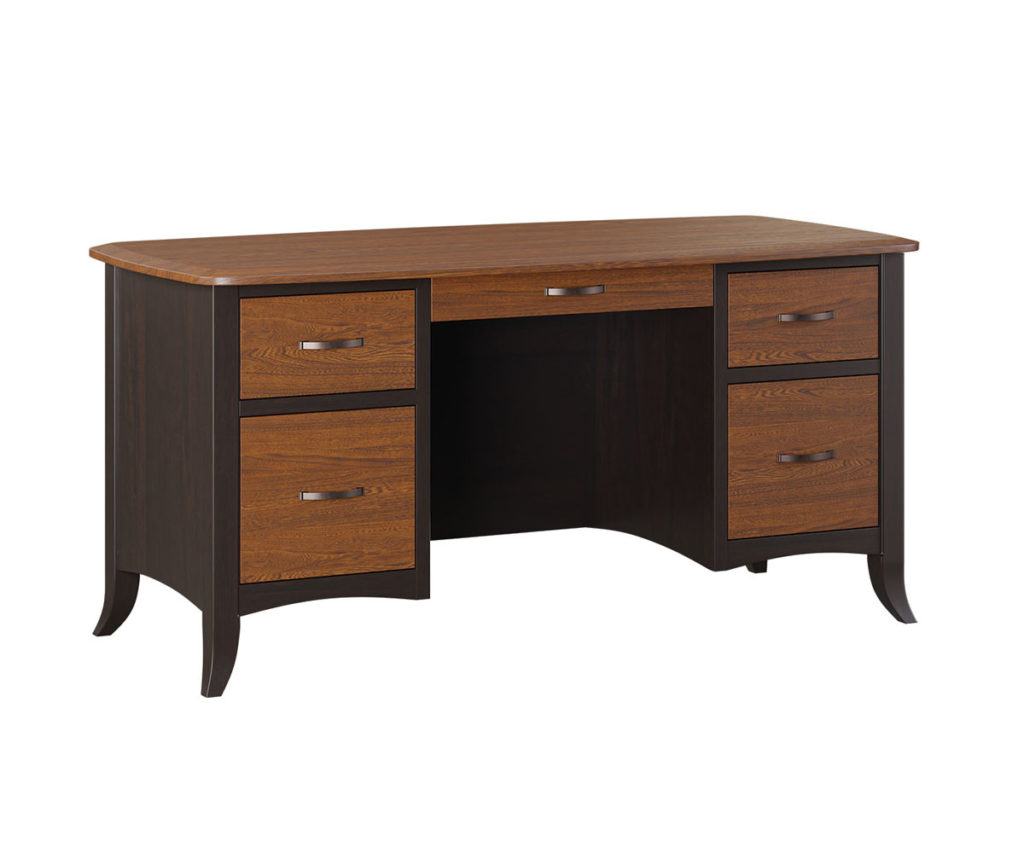 Barkman Christy Executive Desk in Grey Elm and Brown Maple